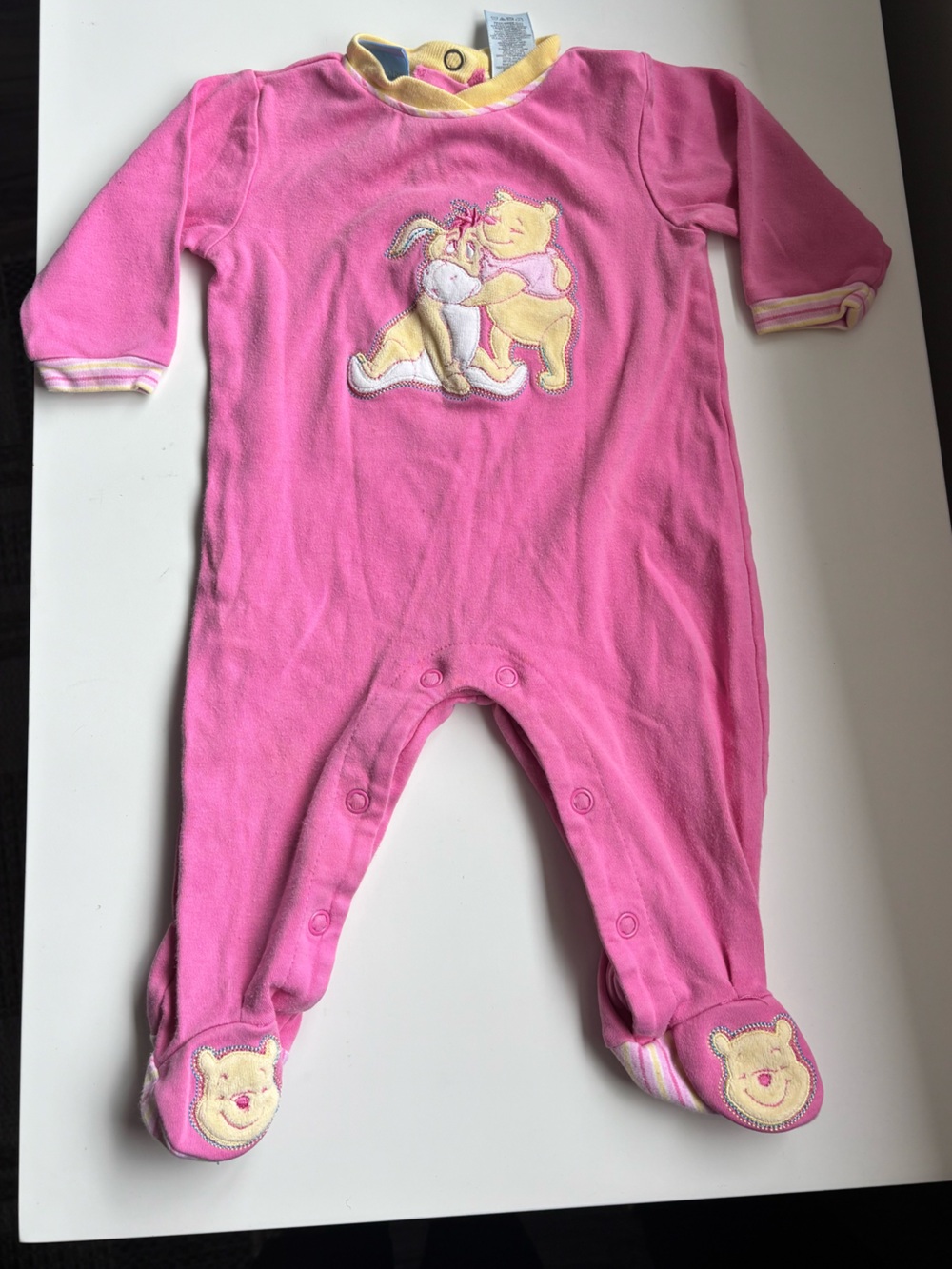 Vintage Winnie the Pooh embroidered pink Pooh and eeyore onesie